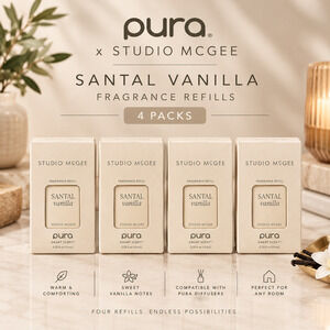 Pura x Studio McGee Santal Vanilla Smart Scent Fragrance Refills 4 Pack